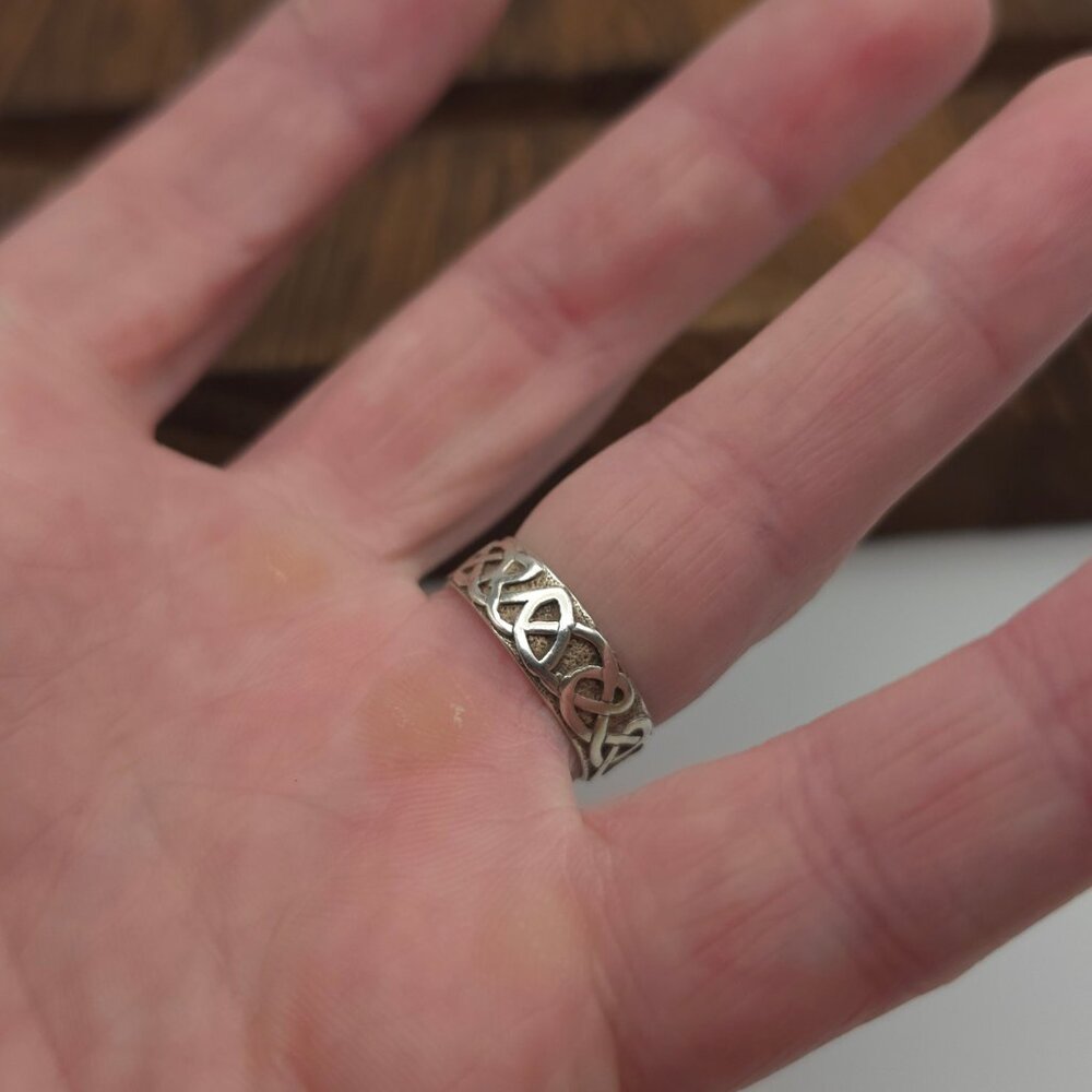 Size 6.75 Sterling Silver Celtic Animal Pattern Ring A377 - Picture 3 of 8